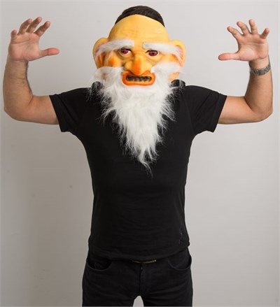 Uzun Ak Sakallı Gulyabani Halloween Maskesi Küçük Boy