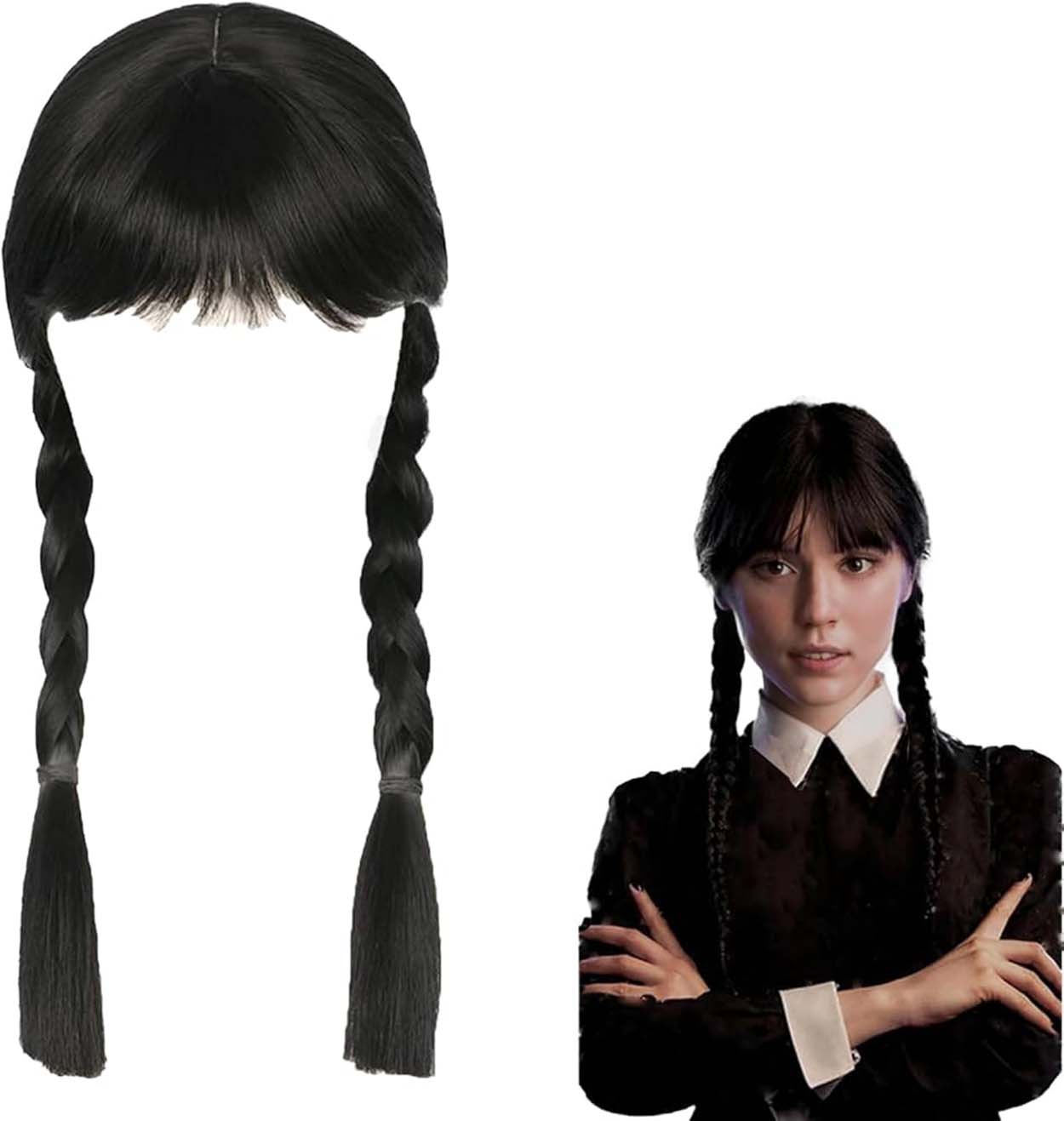 Wednesday Siyah Örgülü Peruk 