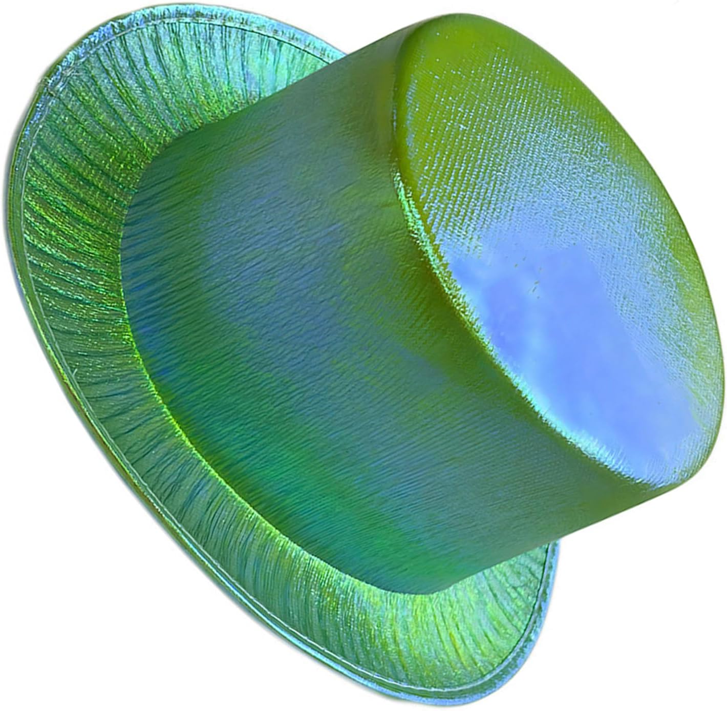 Yeşil Renk Işıltılı Hologram Kumaş Kaplama Fötr Silindir Şapka Yetişkin Boy 