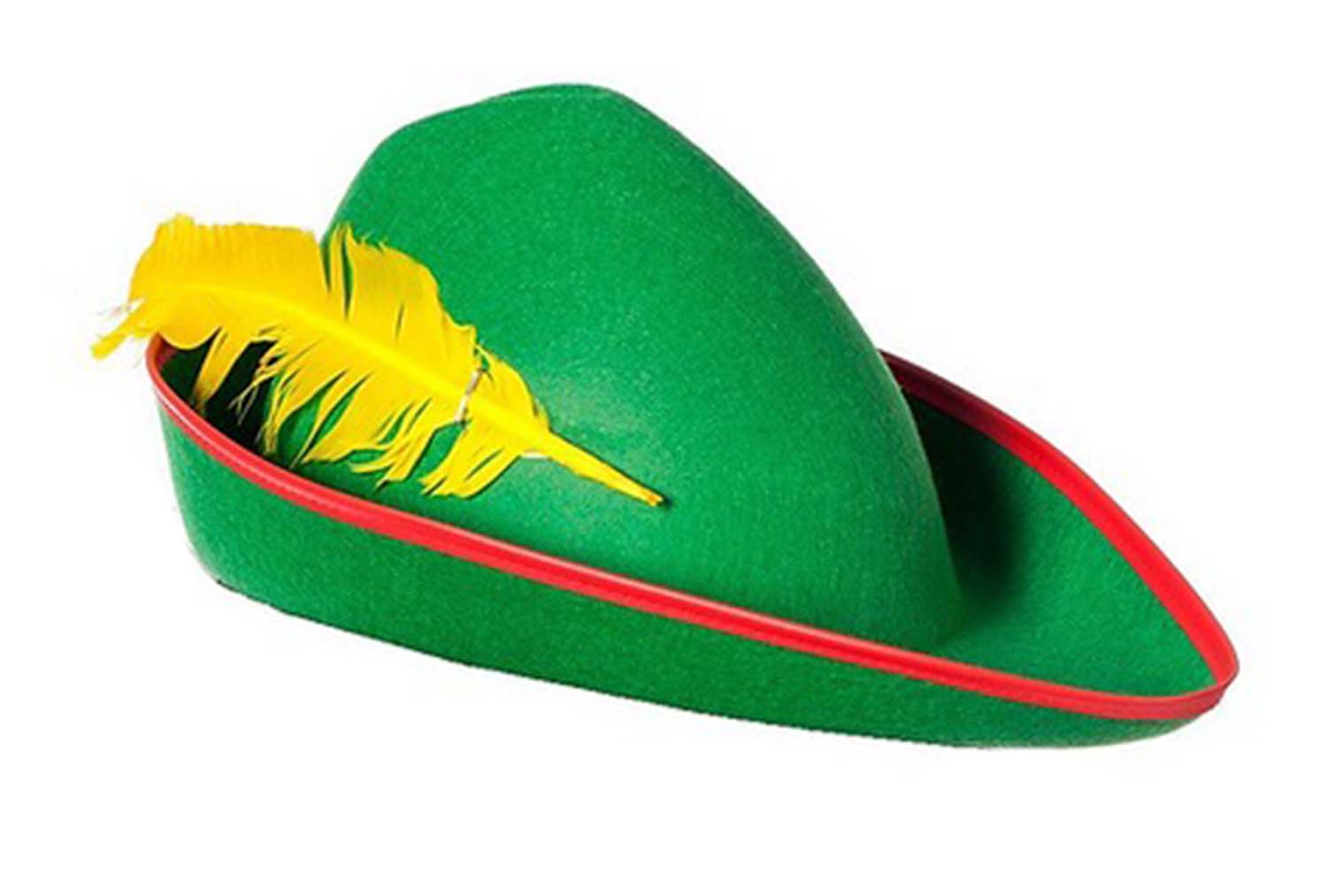 Yeşil Renk Robin Hood Şapkası Sarı Tüylü