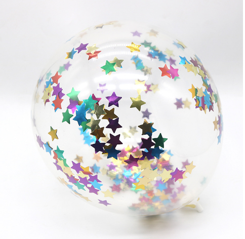 Yıldız Pullu Şeffaf Yuvarlak Balon 24 İnç