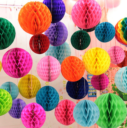 Yuvarlak Şekil Kağıt Fener Süs 25 cm 4 Adet