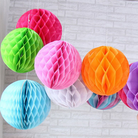 Yuvarlak Şekil Kağıt Fener Süs 25 cm 4 Adet