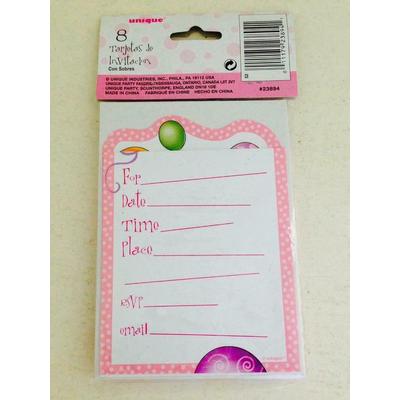 1 Yaş Doğum Günü Partisi Davetiyesi Pembe Renk 8 Adet