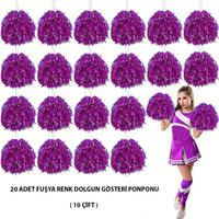 10 Çift ( 20 Adet ) Fuşya Renk 23 Nisan 19 Mayıs 29 Ekim Okul Gösteri Ponponları
