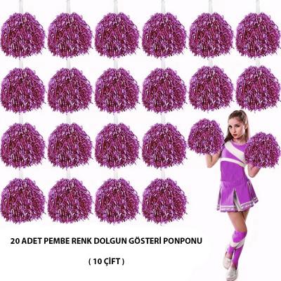 10 Çift ( 20 Adet ) Pembe Renk 23 Nisan 19 Mayıs 29 Ekim Okul Gösteri Ponponları