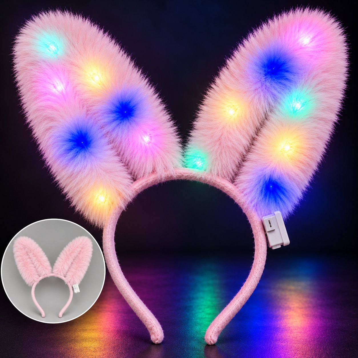 3 Modlu LED Işıklı Peluş Tavşan Kulağı Pembe Renk
