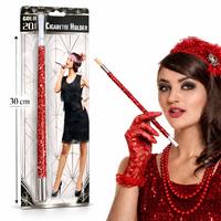 30 cm Kırmızı Payetli Sigara Tutacağı – 1920’ler Gatsby Parti Aksesuarı
