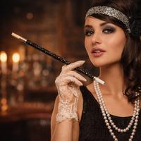 30 cm Siyah Payetli Sigara Tutacağı – 1920’ler Gatsby Parti Aksesuarı