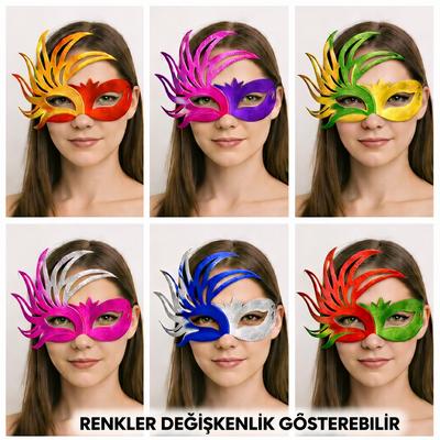6’lı Çift Renkli Venedik Karton Parti Maskesi Seti