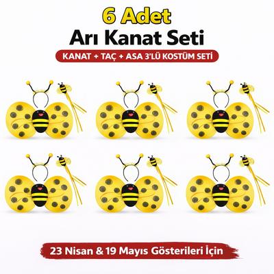 6'lı Arı Kostüm Seti – Kanat Taç Asa