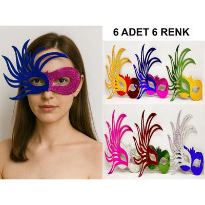 6'lı Renkli Balo Maskesi Seti | Karton & Lastikli (Yetişkin-Çocuk Uyumlu)