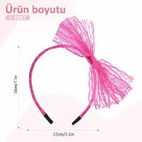 80’ler 90’lar Neon Pembe Dantel Taç Fiyonklu