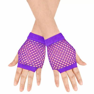 80’ler 90’lar Retro Mor File Parmaksız Kısa Eldiven 11 cm