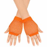80’ler 90’lar Retro Neon Turuncu File Parmaksız Kısa Eldiven 11 cm