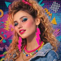 80’ler 90'lar Retro Neon Pembe Şimşek Küpe 10 cm