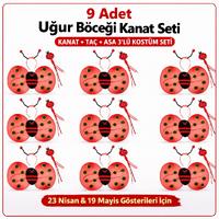 9’lu Uğur Böceği Kostüm Seti – Kanat Taç Asa