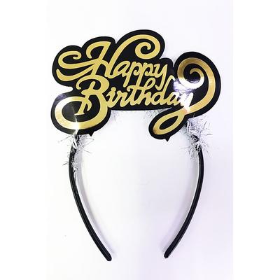 Altın Renk Happy Birthday İtalik Yazılı Doğum Günü Parti Tacı