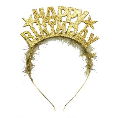 Altın Renk Happy Birthday Yazılı Eva Doğum Günü Parti Tacı