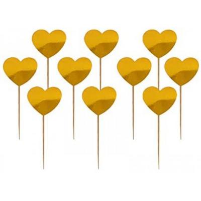 Altın Renk Kalp Şekilli Kürdan Süs 15 Adet