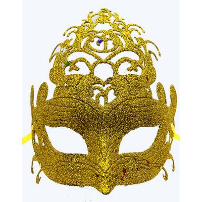 Altın Renk Parti Maskesi - Parlak Altın Sim Balo Maskesi 21x20 cm