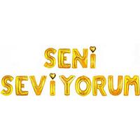 Altın Renk Seni Seviyorum Folyo Balon 35 cm