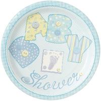 Baby Shower Yazılı Mavi Renk Erkek Parti Tabağı 8 Adet