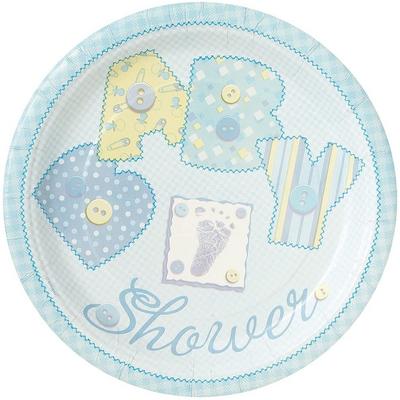 Baby Shower Yazılı Mavi Renk Erkek Parti Tabağı 8 Adet