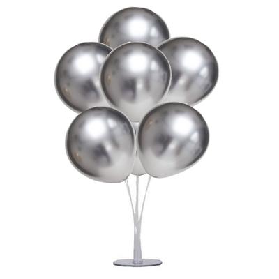 Balon Standı ve 7 Adet Gümüş Renk Krom Balon Seti