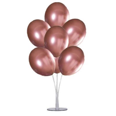Balon Standı ve 7 Adet Pembe Renk Krom Balon Seti