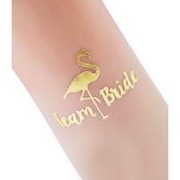 Bekarlığa Veda Partisi Flamingolu Team Bride Dövmesi Altın Renk
