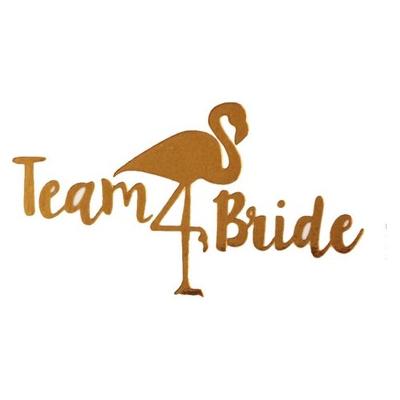 Bekarlığa Veda Partisi Flamingolu Team Bride Dövmesi Altın Renk