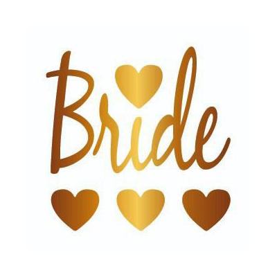 Bekarlığa Veda Partisi Kalpli Bride Dövmesi Altın Renk 