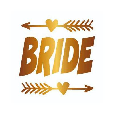 Bekarlığa Veda Partisi Kalpli Ok Bride Dövmesi Altın Renk 