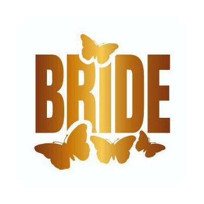 Bekarlığa Veda Partisi Kelebekli Bride Dövmesi Altın Renk 