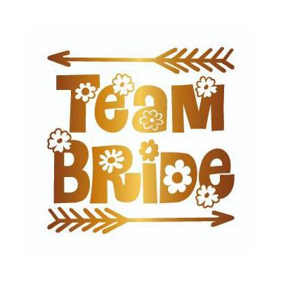 Bekarlığa Veda Partisi Papatya Desenli Team Bride Dövmesi Altın Renk 