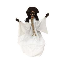 Beyaz Kostümlü Halloween Sensörlü Hareketli Titreşimli İskelet 45 cm