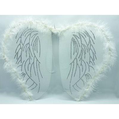 Beyaz Otrişli Beyaz Renk Çocuk Peri Kanadı-Bebek Peri Kanadı 30x40 cm