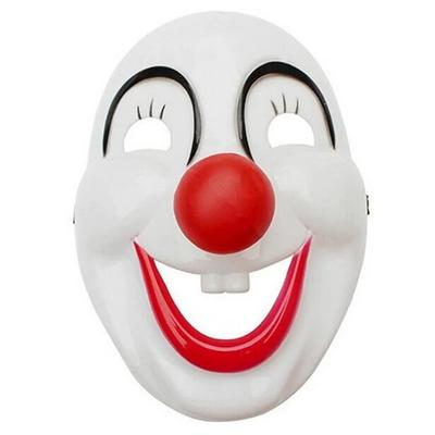 Beyaz Renk Kırmızı Burunlu Gülen Surat Palyaço Maskesi