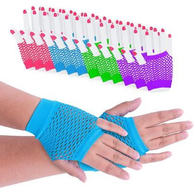 Bilek Boyu Rengarenk Neon Renk Toptan File Örgü Eldiven 12 Çift