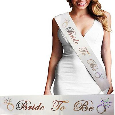 Bride To Be Saten Kuşak Beyaz Üzeri Hologramlı Metalize Rose Yazılı 160x9.5 cm