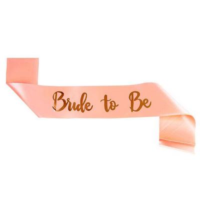 Bride To Be Saten Kuşak Pembe Üzeri Metalize Altın Yazılı 160x9.5 cm