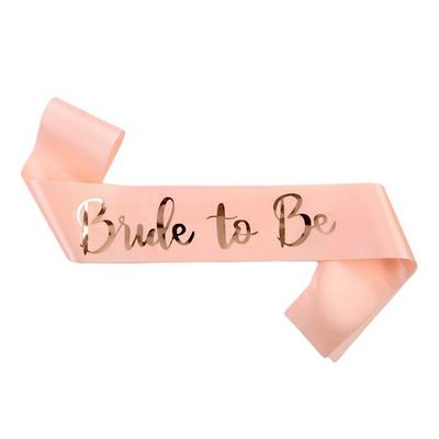 Bride To Be Saten Kuşak Pembe Üzeri Metalize Gümüş Yazılı 160x9.5 cm
