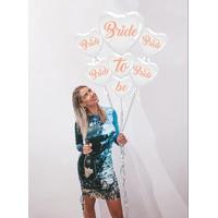 Bride To Be Team Bride Folyo Balon Buket Seti 5li Set Rose Gold Renk 100 cm
