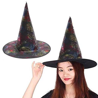 Cadı Şapkası Siyah Üzeri Rengarenk Örümcek Ağı Figür Baskılı 38x34 cm