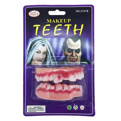 Çift Damak Kanlı Yamuk Dişler Şaka Takma Damak Diş