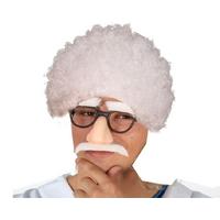Çılgın Profesör Albert Einstein Kıvırcık Saç ve Beyaz Bıyık Seti