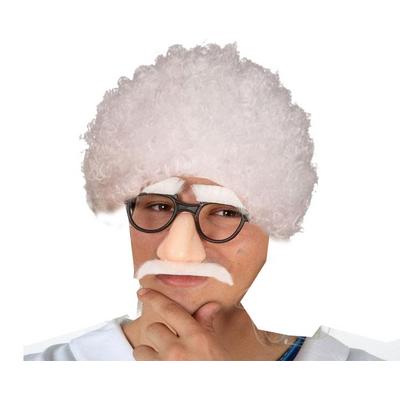 Çılgın Profesör Albert Einstein Kıvırcık Saç ve Beyaz Bıyık Seti