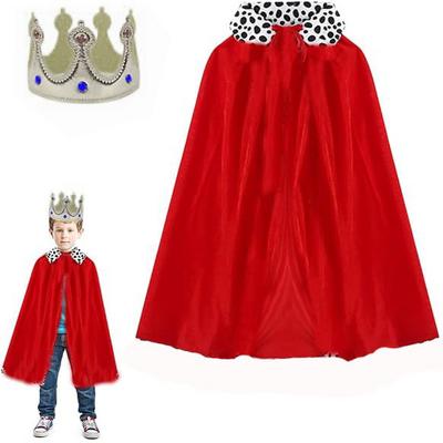 Çocuk Boy Kral Pelerini 90 cm ve Yumuşak Eva Kral Tacı Gümüş Renk