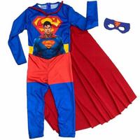 Çocuk Superman Kostümü - Pelerinli ve Maskeli Superman Kostüm 7-8 Yaş